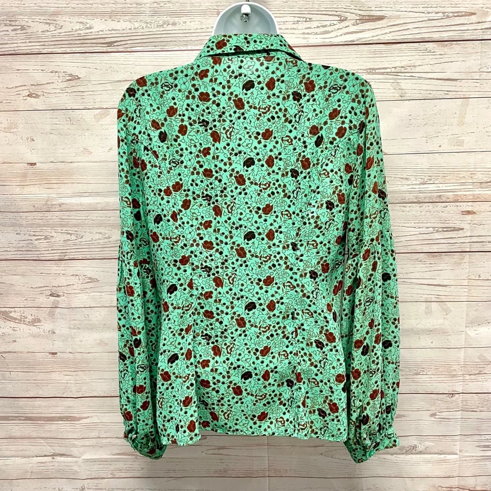 Free People Floral Ruffle Peasant Poet Blouse